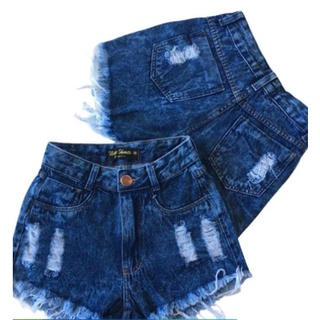 Short Jeans Luxo com Forro Feminina Destroyed Hot Pants Modela Blogueira cintura alta 5