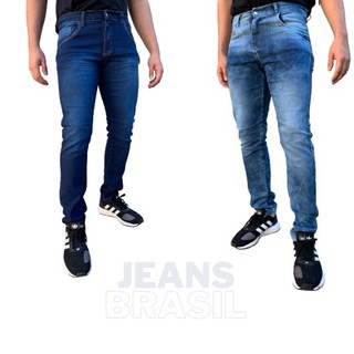 Kit/2 Calça Jeans Masculina Slim Elastano Atacado Promoção Barato