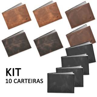 Kit 10 Carteiras Porta Documentos Couro Legítimo Cabe Rg/identidade Atacado/Revenda