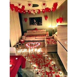 HIPER Kit Romântico 1000 pétalas, 10 balões, 1 Balao “Te amo”, 10 fitilhos, 10 velas | Surpresa namorados | Casamento | Pedido de namoro