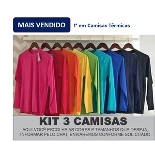 Kit 3 Camisas Termicas Proteção UV 50+