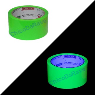 Fita Adesiva Verde Neon Fluorescente Larga Neon 50 Metros Decoração Tape Art - Brilha na luz negra!