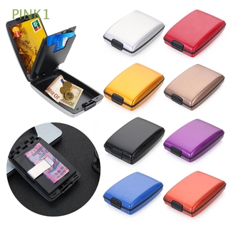 PINK1 Business Multi-function Credit Card Holder Metal Non-scan Anti-Theft RFID Wallet Money Clip/Multicolor