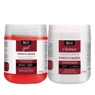 Gel Pimenta Negra 360g + Creme Pimenta Negra 320g Biosoft
