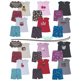 Kit 4 Conjunto Infantil Juvenil Menina em cotom 1 ao 16 roupa menina de calor (3)