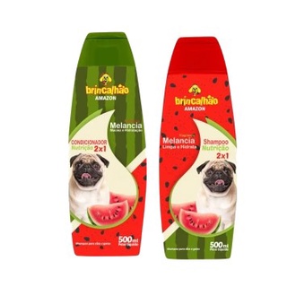 Shampoo e Condicionador Kit para Cachorro e Gato Melancia Nutrição 2x1 Maciez e Hidratação