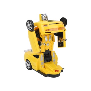 Brinquedo Carrinho Vira Robô Bate E Volta Com Luzes E Som Camaro Amarelo (2)