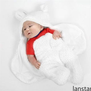 (4 Cores) Cobertor Para Bebê Recém-Nascido De Algodão Com Capuz Lanstar