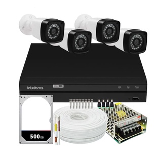 Kit Cftv 4 Câmeras Full HD 1080P Infra Monitoramento Via Celular Dvr Intelbras Multi HD