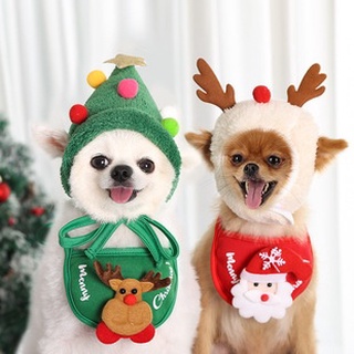 Chapéu de Natal de pelúcia para gatos e cachorros / cachecol de Natal para animais de estimação / acessórios para animais de estimação pequenos e médios (1)