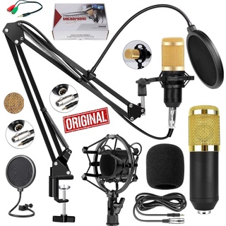 Kit para Gravação Profissional Microfone Condensador Unidirecional Pop Filter Podcast Entrevista Estúdio Canto Youtuber