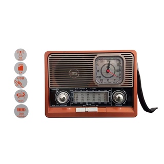 Rádio Com Relógio Retrô Vintage Am/fm Bluethoot Usb Bateri ec105 - MSFILMSUN10058
