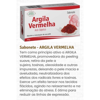 Sabonete Argila Vermelha lianda natural- 90gr - Peeling Suave, redução de linhas de expressão