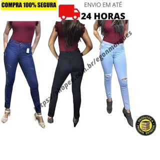 Calça Jeans Feminina Cintura Média Com Lycra Qualidade Empina Bumbum
