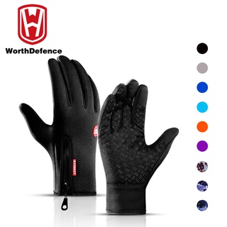 Worthdefence Winter Cycling Gloves Bicycle Warm Touchscreen Full Finger Gloves Waterproof Outdoor Bike Skiing Motorcycle Riding