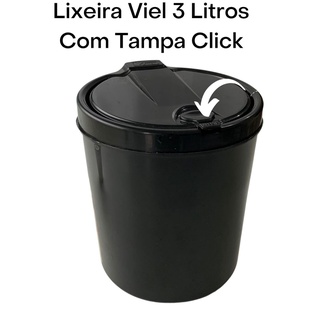 Lixeira Cesto De Lixo Banheiro Cozinha Pia Click 3l Preto