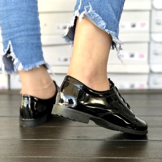 Oxford feminino sapatenis sapato social tenis preto bota cano curto confortável Original (3)