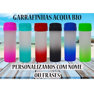 Garrafinhas de Água Personalizada Acqua Bio com seu nome frases e artes a sua escolha