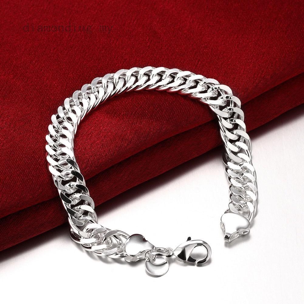 Pulseira Masculina Com Correntes Prata 925sterling 10mm 8 Polegadas | Selling 925Sterling Silver 10MM 8inch Strong Mens Chains Bracelet