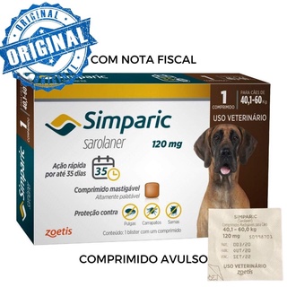 Remédio para Carrapato Simparic 120 mg 40 a 60 kg 1 Un. Avulso Original