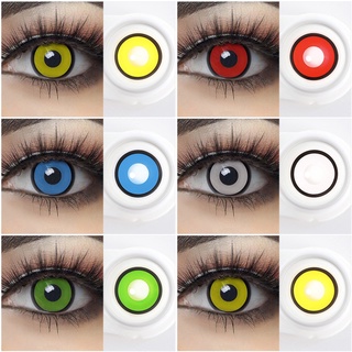 1 par de lentes de contato Magister Cosplay Festa de Halloween Olhos grandes Anime maquiagem de terror verde cor pura lentes preto vermelho azul