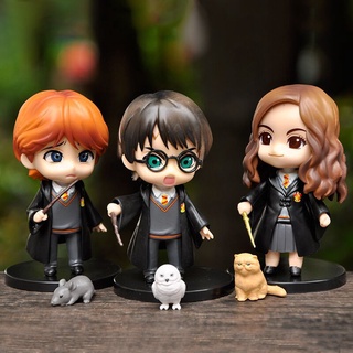 3 peças/kit Harry Potter Action Figures Hermione Jean Granger Hedwig Ron Weasley Movie Bonecas Coleccionáveis Crianças Brinquedos