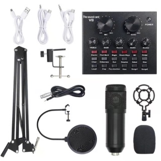 Kit Microfone Condensador Para Estúdio Lotus Bm800 + Placa De Som Interface De Áudio
