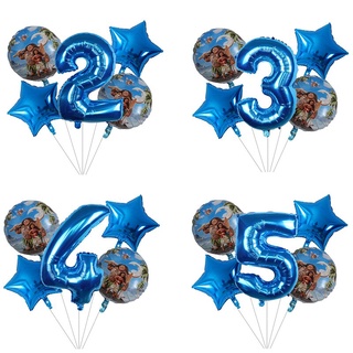 5 Pçs / Lote Moana Balões Estrela Número Azul Balão Princesa Moana Tema Da Festa De Aniversário Decoração Crianças Brinquedos Presentes