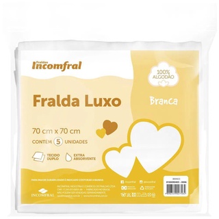 Fralda p/ Bebê Luxo Incomfral Liso 5 Peças