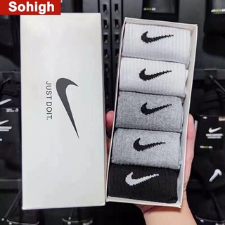 【Flash Sale】 Nike short tub 5 pares de meias confortáveis ​​de algodão de alta qualidade na moda, meias esportivas da moda (caixa) Sohigh.br