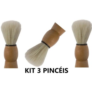 Kit 3 Pincéis para barbear homens barba Pincel Para Barbear Barba Cabo De Madeira Trabalhado Cerdas Medias