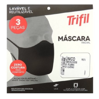 Kit 3 Máscaras Trifil W06103 Reutilizável Sem Costura - Confortável