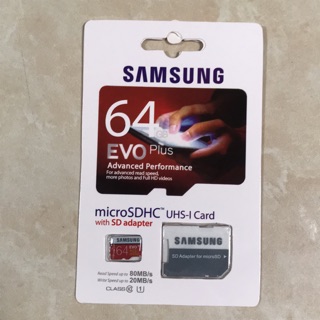 Cartão Micro SD Samsung EVO Plus 64GB + Adaptador Classe 10