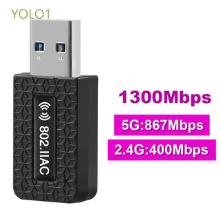 YOLO1 2.4Ghz 5GHz Dual Band Dongle USB 3.0 1300 Mbps Adaptador Wi-Fi Sem Fio Receptor De Rede/Multicolor