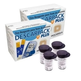 200 Tiras Descarpack Plus Reagentes P/ Teste Glicemia Fitas