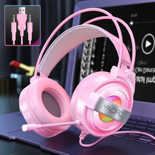 Rosa Fone De Ouvido Gamer Infantil Menina Com Fio Com Microfone Para Celular Pc Computador Pink Headphone feminino headfone