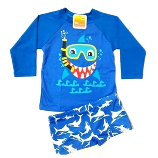 Conjunto Bebe menino proteção UV 50+ camiseta e sunga de 3 meses a 24 meses