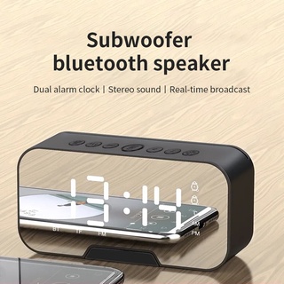 Espelho Digital LED Alarm Clock MP3 FM Rádio Sem Fio Bluetooth Speaker Subwoofer Bluetooth Com Função de Suporte Do Telefone