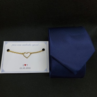 kit Gravata para padrinho com pulseira para madrinha azul marinho para casamento (1)