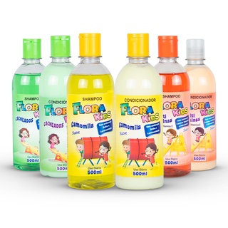 Shampoo e Condicionador para Criança Infantil Camomila 500ml Flora Kids (Camomila, Multi Vitaminas e Cacheados)