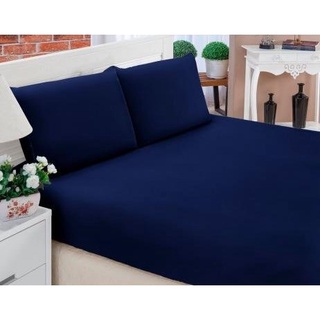 lençol casal 3 pecas cama padrão azul marinho