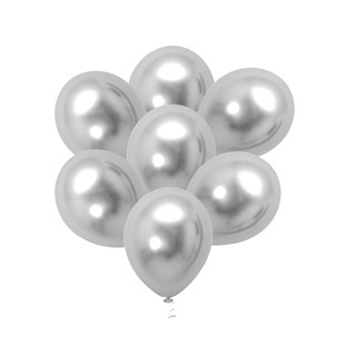 25 Unid Balão Prata 5 Pol Cromado Metalizado Bexiga Alumínio Platino (2)