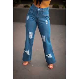 Calça Jeans Feminina Pantalona Flare Top Lançamento Promoção (8)