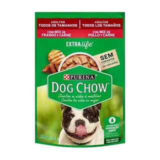 Ração Úmida Dog Chow Cães Adultos Mix de Frango e Carne 100g