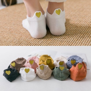 Kit 5 Pares Meias Anklet em forma de coração de algodão meias casuais e interessantes moda, cinco pares
