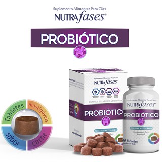 Nutrafases Probiótico 168g C/ 60 Tabletes - Suplemento Alimentar P/ Cães