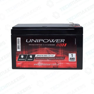 Bateria Unipower Selada 12V 7Ah Alarme Nobreak Cerca Elétrica Cftv