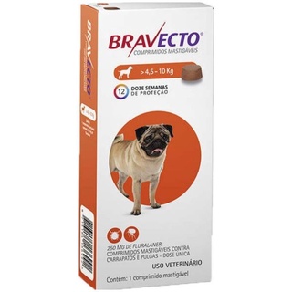 Bravecto antipulgas e carrapatos, 4 comprimidos para cães de 4,5 a 10 kg