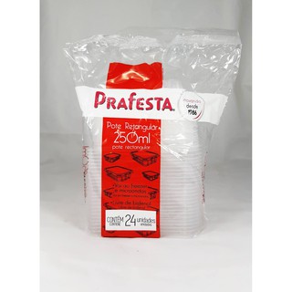 Embalagem 250ml retangular Plástico Para Microondas E Freezer Marmita Fit 24 unidades Prafesta (2)