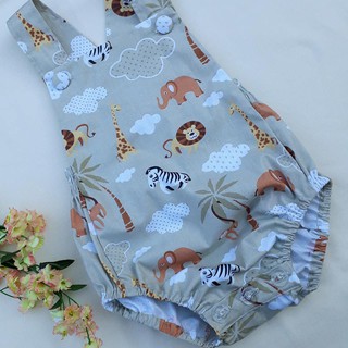 Jardineira de bebê safari roupa infantil verão (1)
